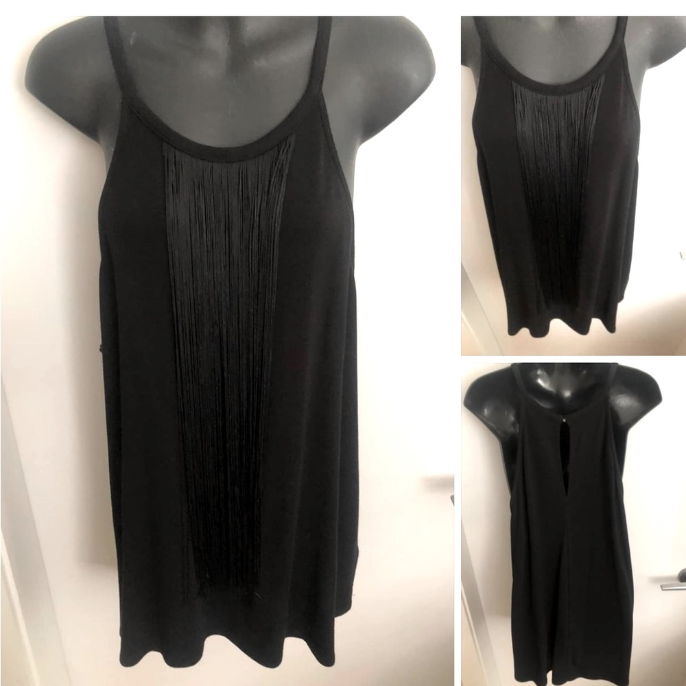 2/$80 ROCK & SHINE XL, XL/14 FIT, NWOT, Sexy Black fringe tank